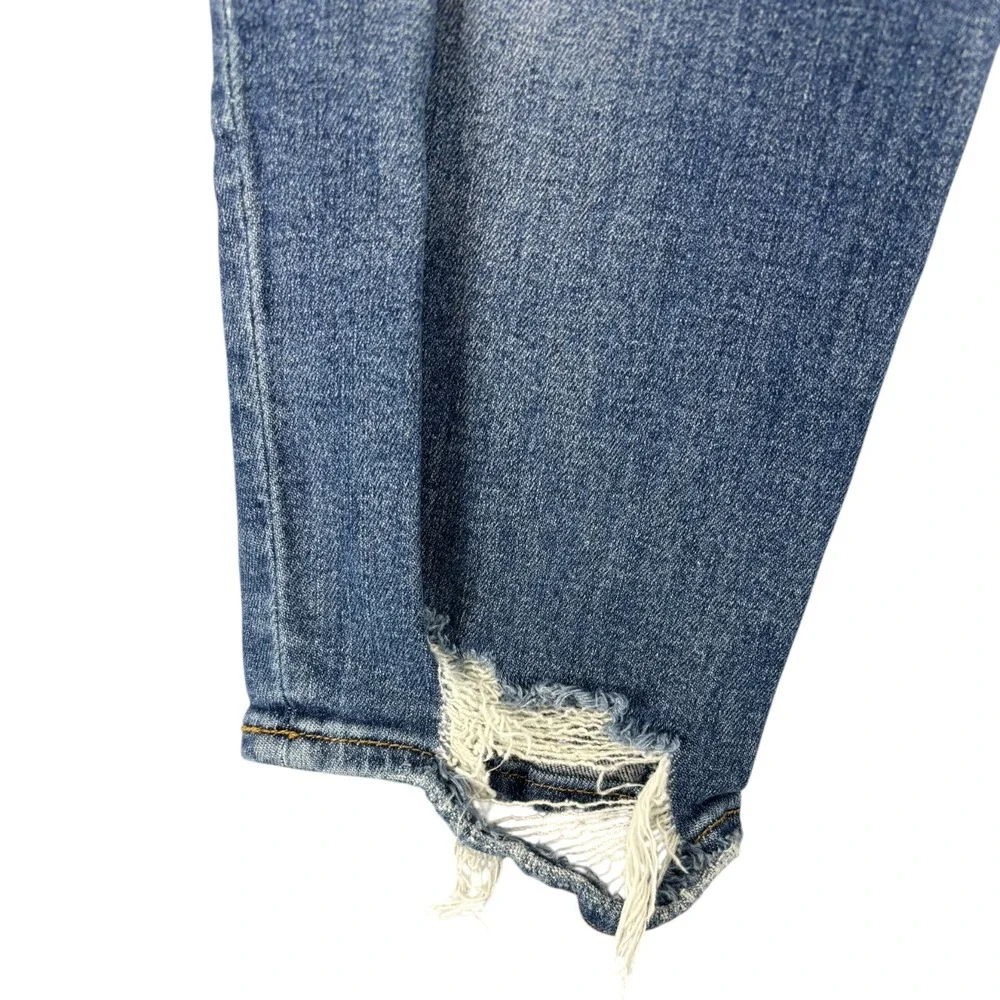 Risen Jeans Women 11/30 High Rise Distressed Skinny Ankle Raw Hem Stretch Blue